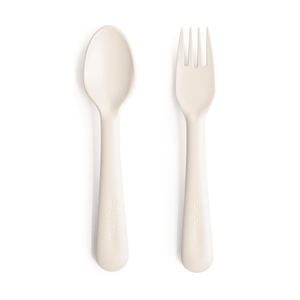 Mushie Fork and Spoon Set for Kids - Ivory