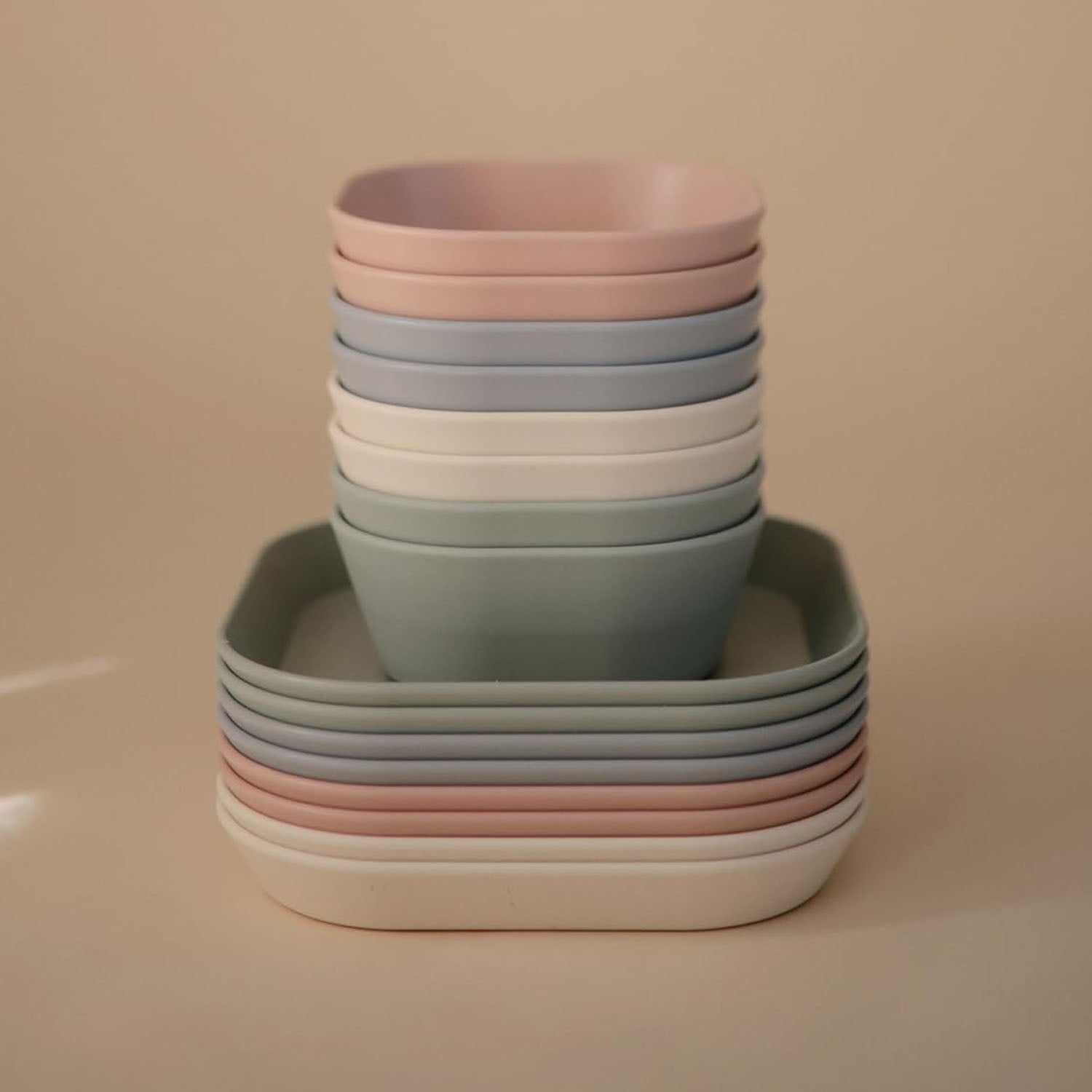 Mushie plate set includes two square plates designed for babies and toddlers. 