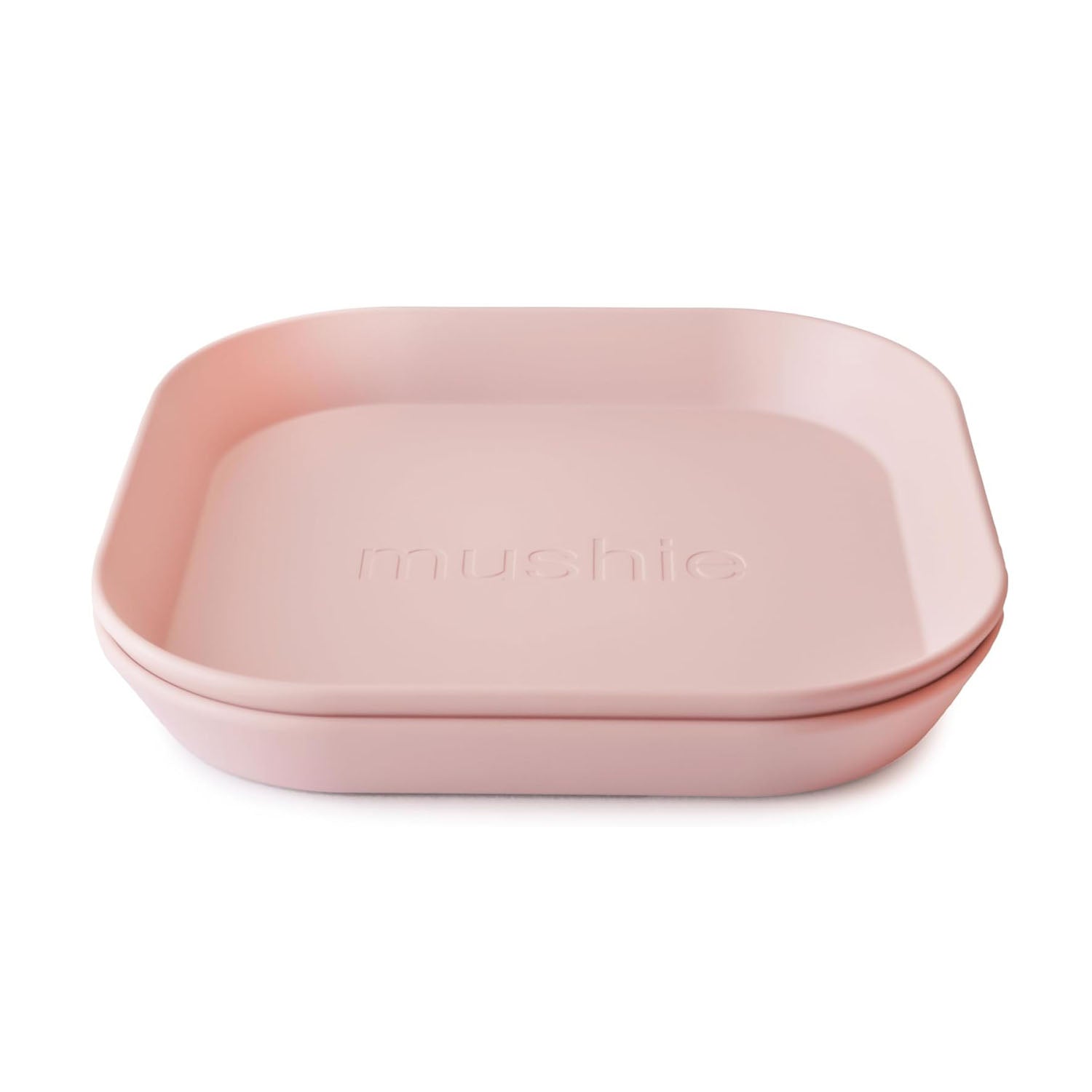 Mushie Dinnerware plate set of 2 in blush colour in a white background.