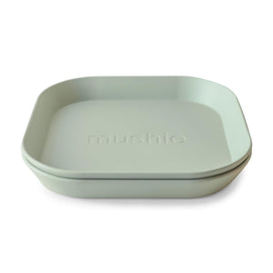 Mushie Dinnerware plate set of 2 in sage colour.