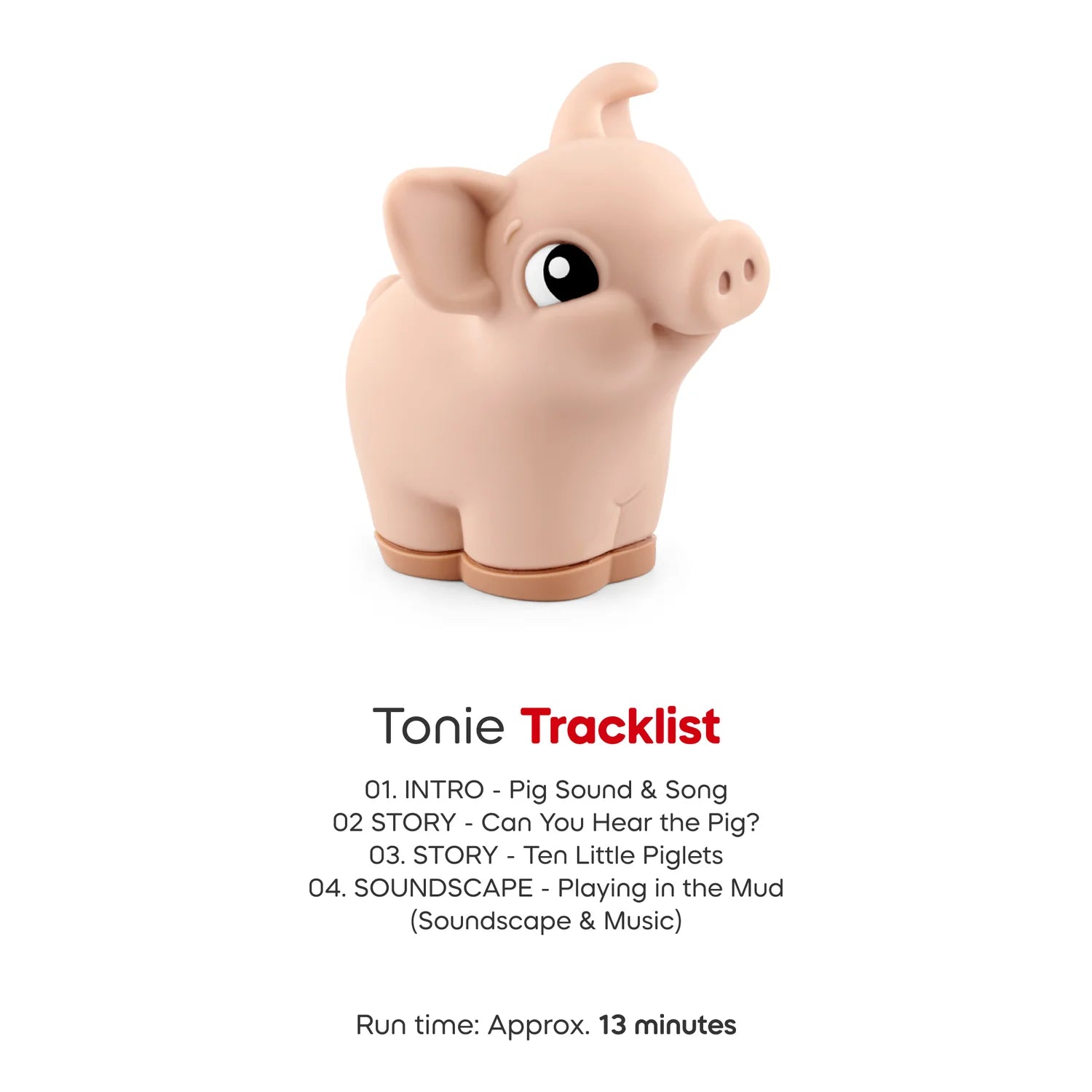 Tracklist of cute pig animals figures designed for small children’s hands.
