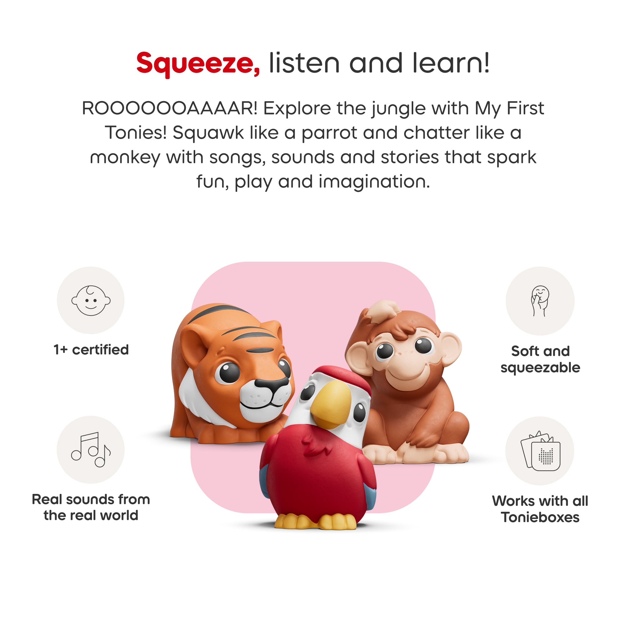 Easy-to-clean soft Tonie toy for sensory play and learning