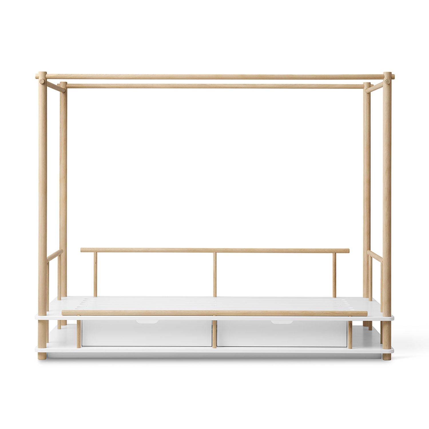Stylish white oak bed for kids room