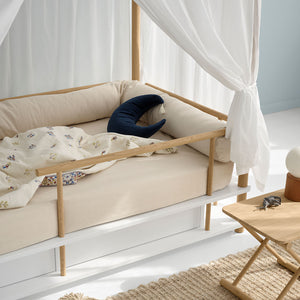 Camp style children’s bed with canopy, drawers and bed snake