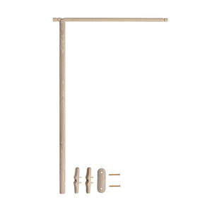 Wooden door handle assembly on a white background