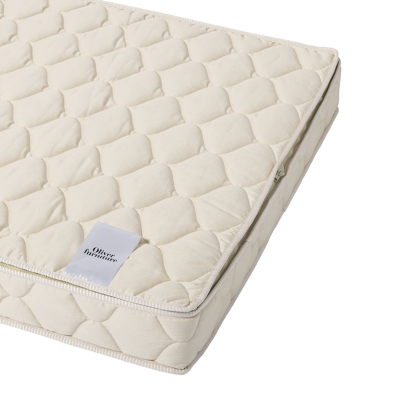 Zipper detail showing removable washable cover system