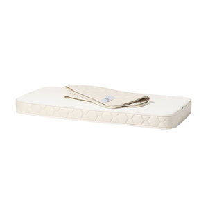 Mattress with a blanket on a white background