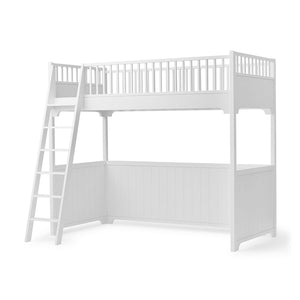 White Seaside Classic loft bed with ladder and panel sides