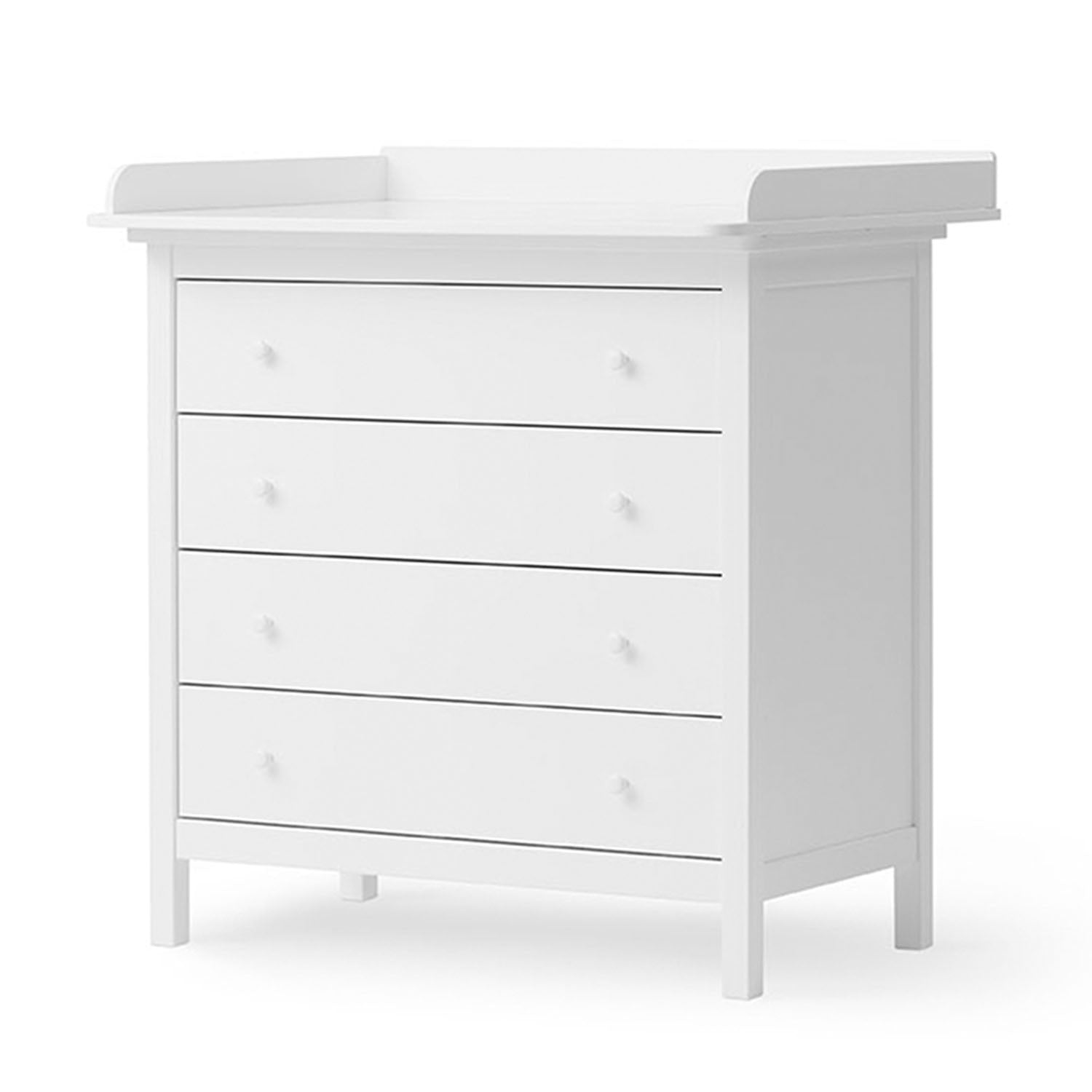 White Oliver Furniture Seaside Nursery Dresser with 4 drawers in a minimal Scandinavian-style children’s room