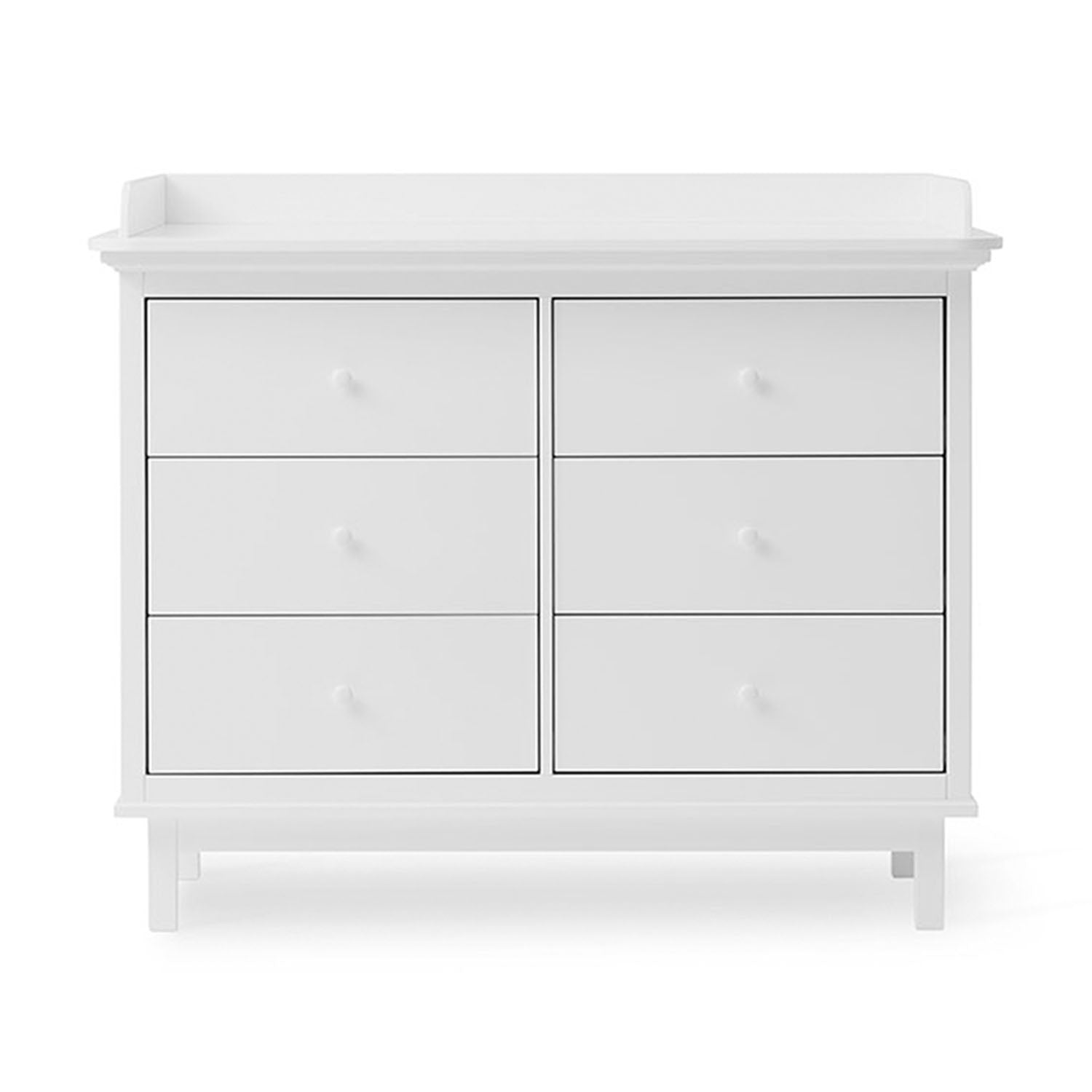 Full front view of nursery dresser with elegant minimalist Scandinavian design
