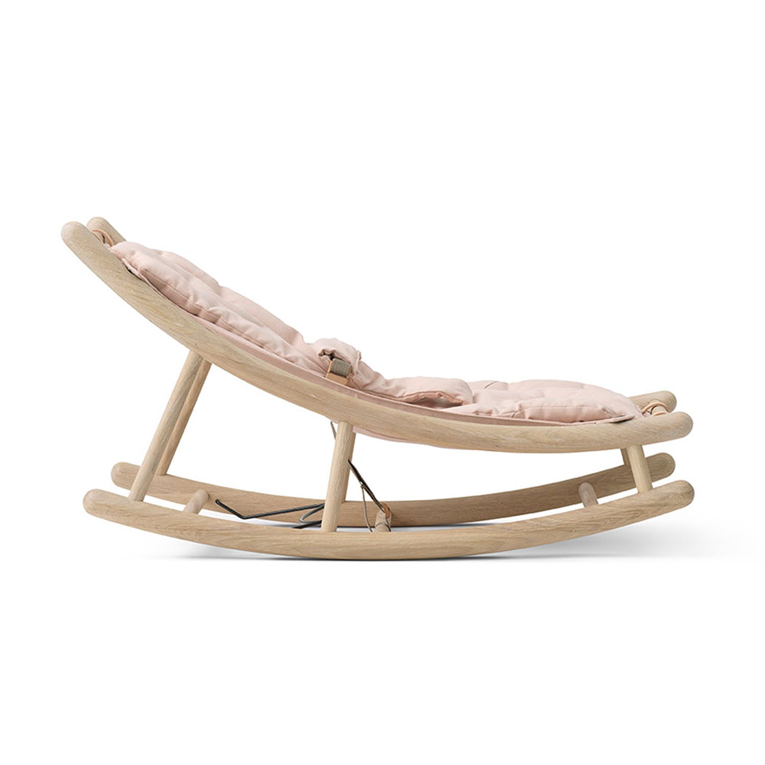 Oliver Furniture Wood Baby & Toddler Rocker in white-oiled oak frame with oak rose cushion.