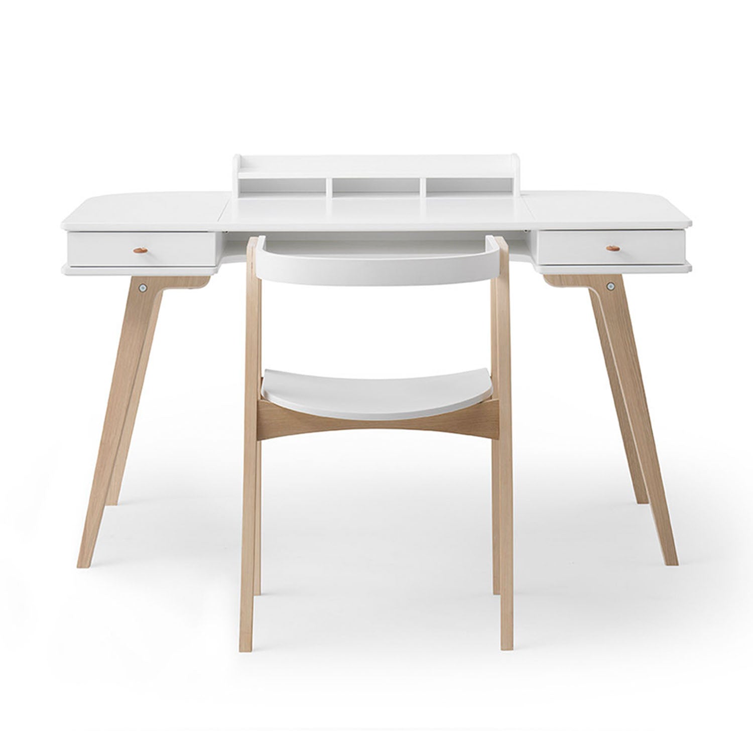 Built-in storage drawers sized for A4 papers and stationery
