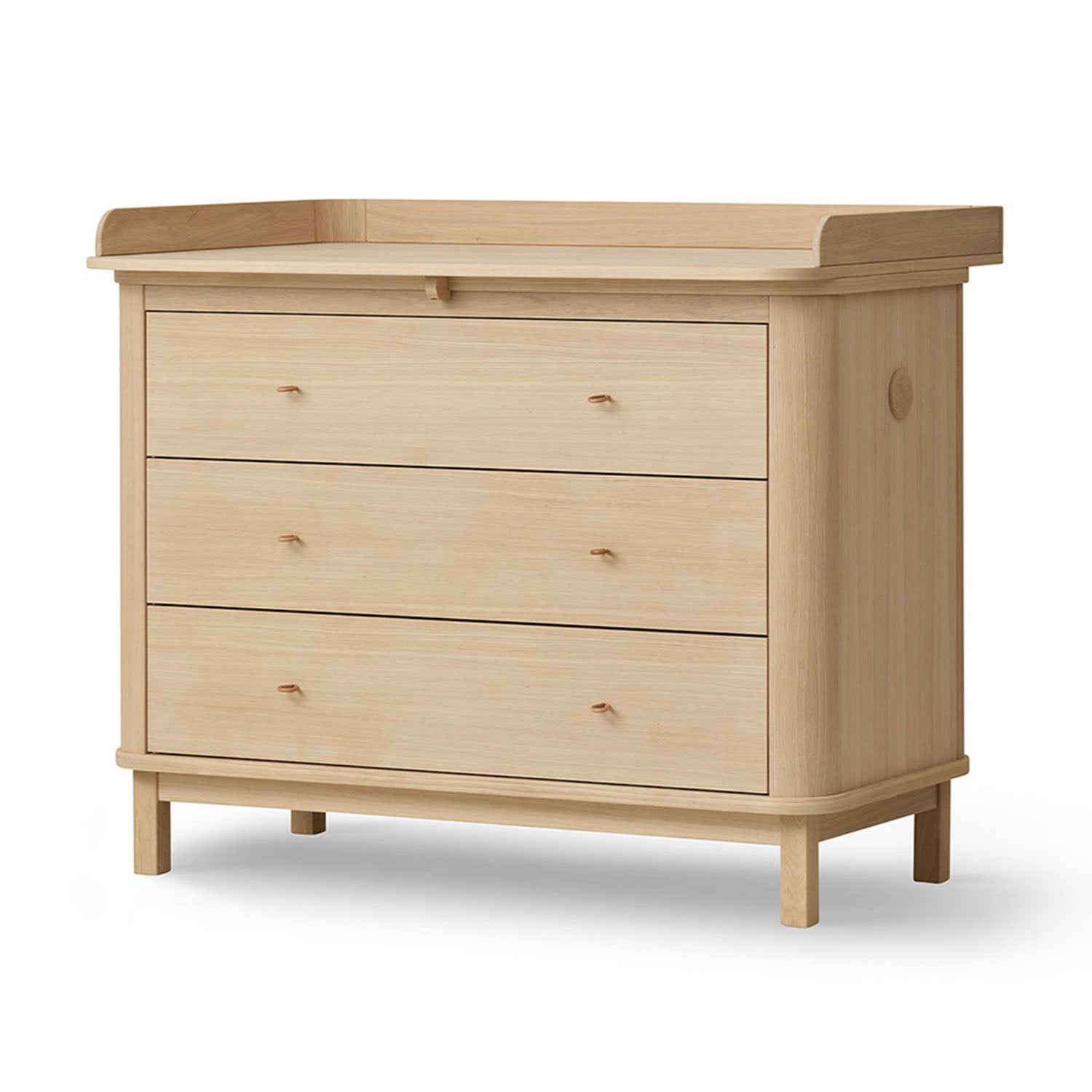 Front view of Oliver Furniture Wood Nursery Dresser with 3 drawers in oak finish