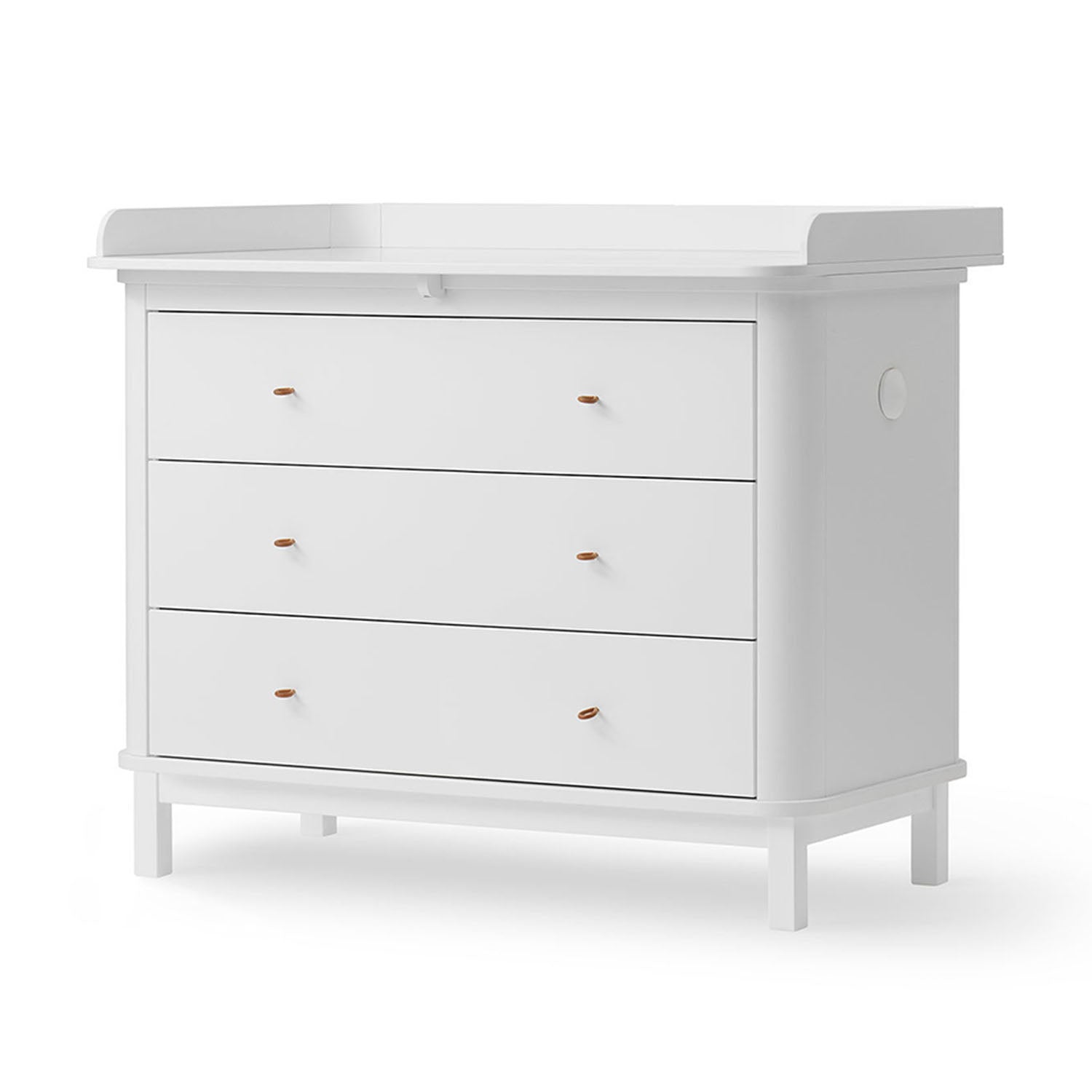Front view of Oliver Furniture Wood Nursery Dresser with 3 drawers in white colour.