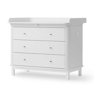 Front view of Oliver Furniture Wood Nursery Dresser with 3 drawers in white colour.