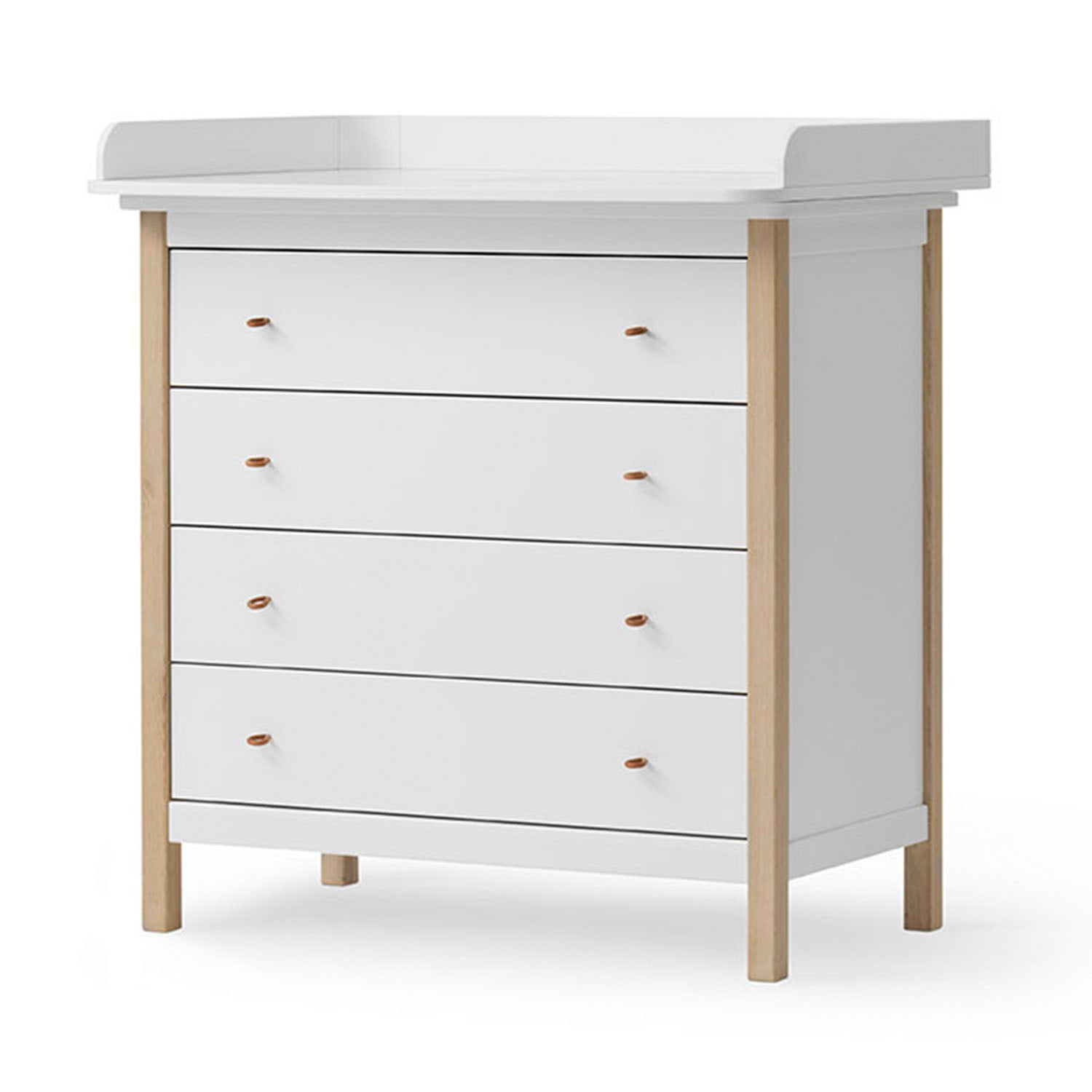 Wooden nursery dresser with 4 drawers in a light oak finish