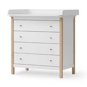 Wooden nursery dresser with 4 drawers in a light oak finish