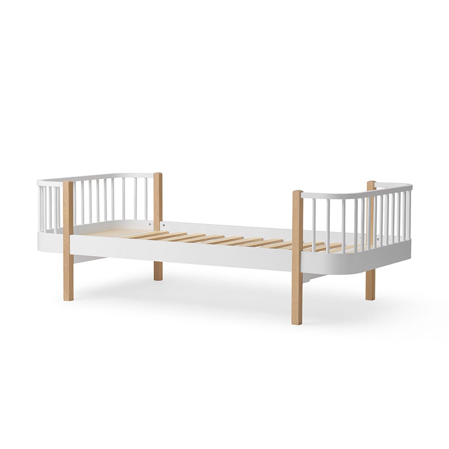 Bed frame showing smooth birch wood and MDF construction