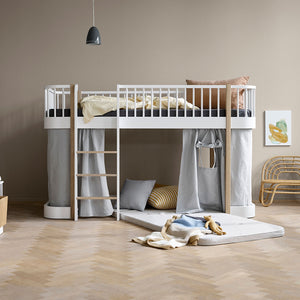 Wood Original bed with rounded corners for safety.