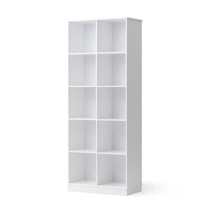 Oliver Furniture Wood shelving unit in Nordic style, white finish, standing floor shelf with multiple compartments