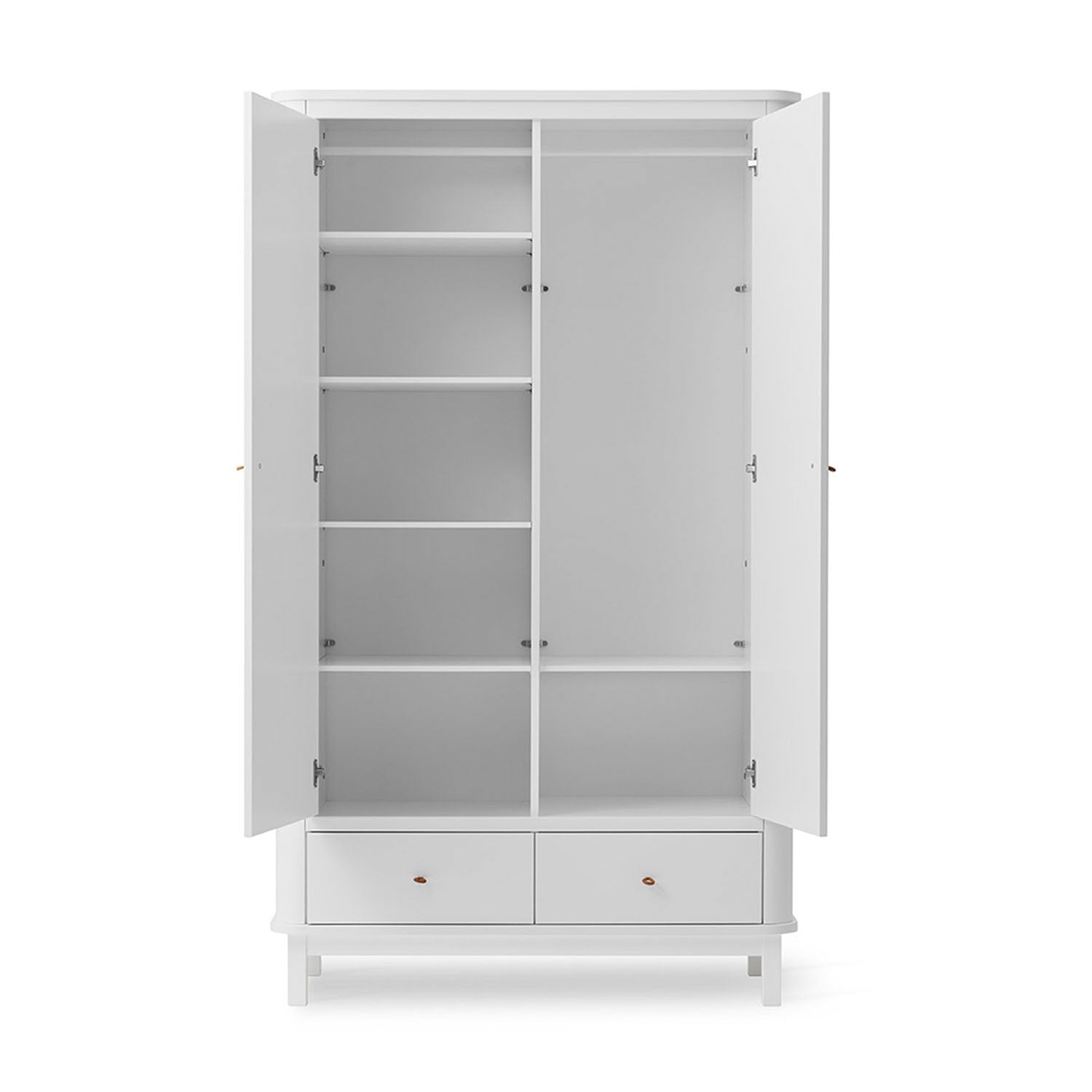 Nordic-style wardrobe with soft rounded corners and minimalist design