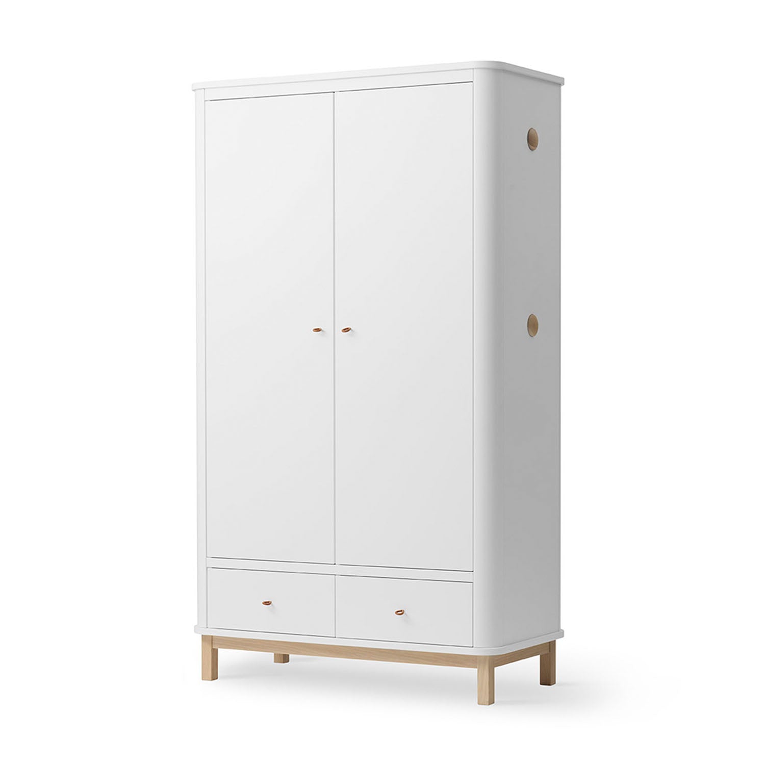 Nordic-style wardrobe with soft rounded corners and minimalist design.