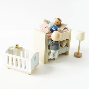 wooden doll house family figures full set climbing bunkbed