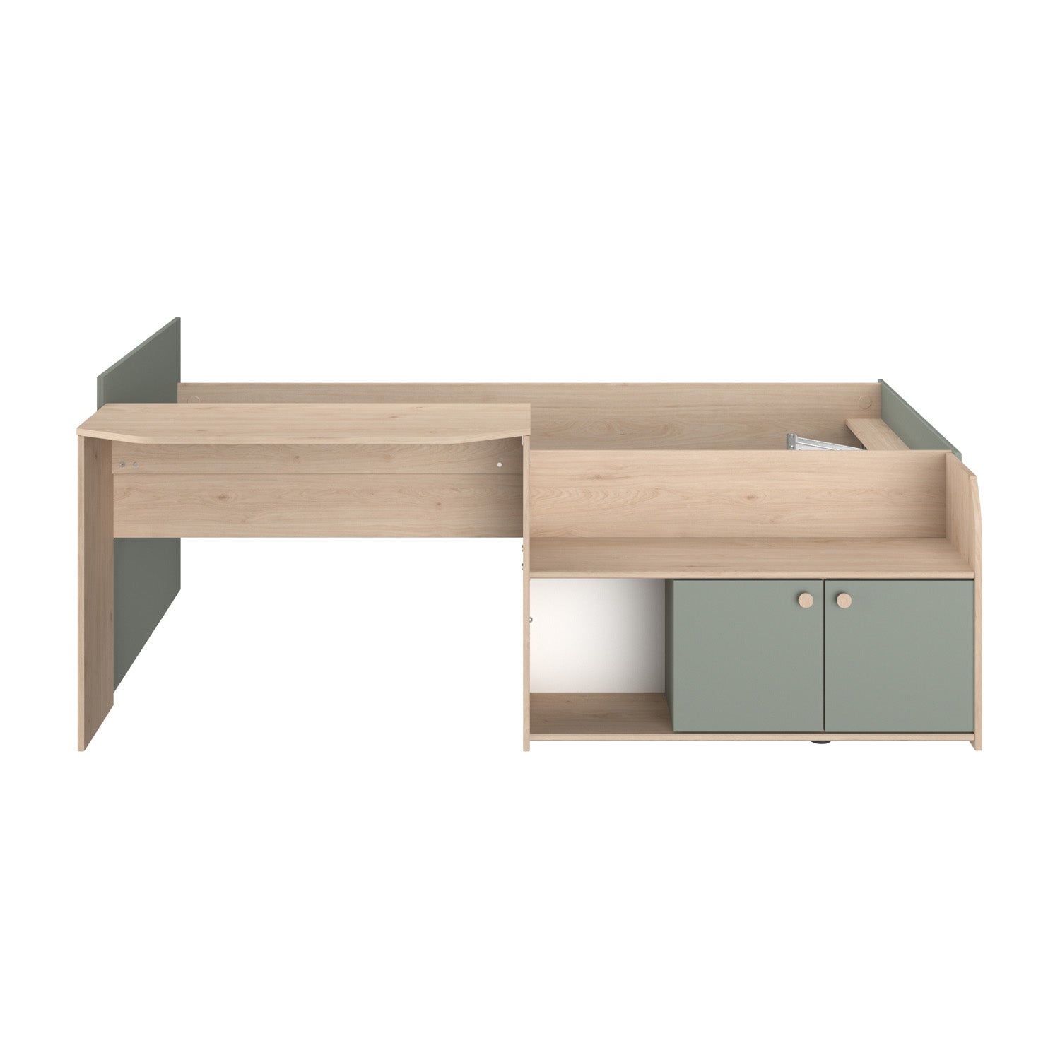 Perfect for studying at the desk, storing books, toys, and daily necessities in shelves and a closed cupboard.