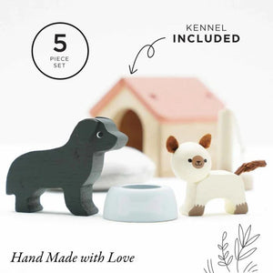 Pet Set Wooden Toys Dog Kennel and Cat Bowl Le Toy Van