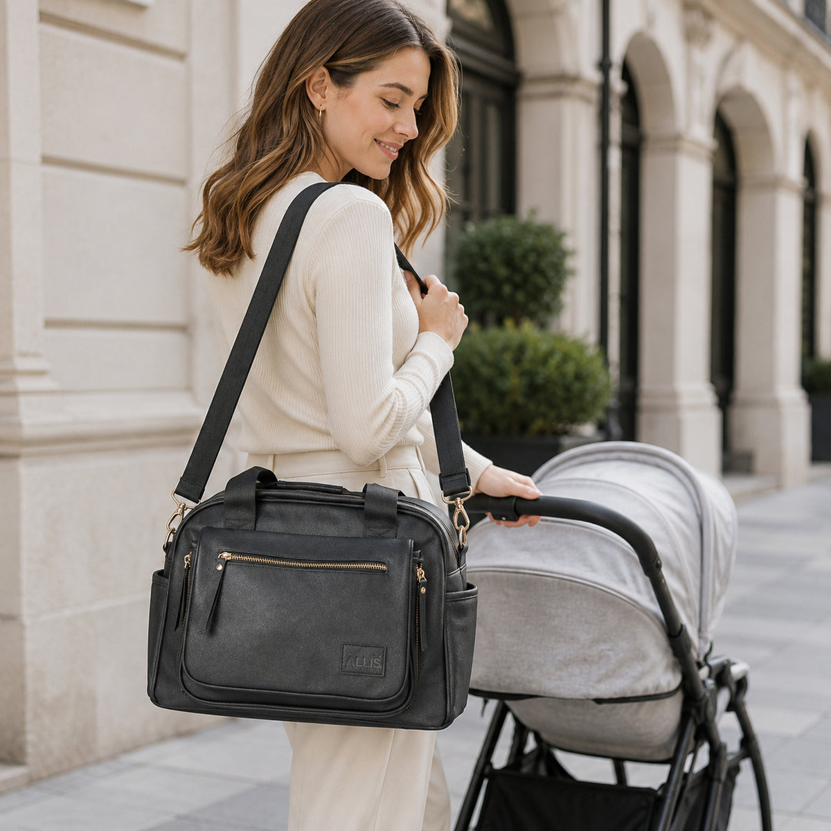 Allis Baby Plus Changing Bag with Changing Mat - Black