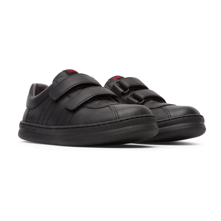 Camper Runner Four black school shoes, boys leather school shoes with velcro,  kids school shoes scuff-proof