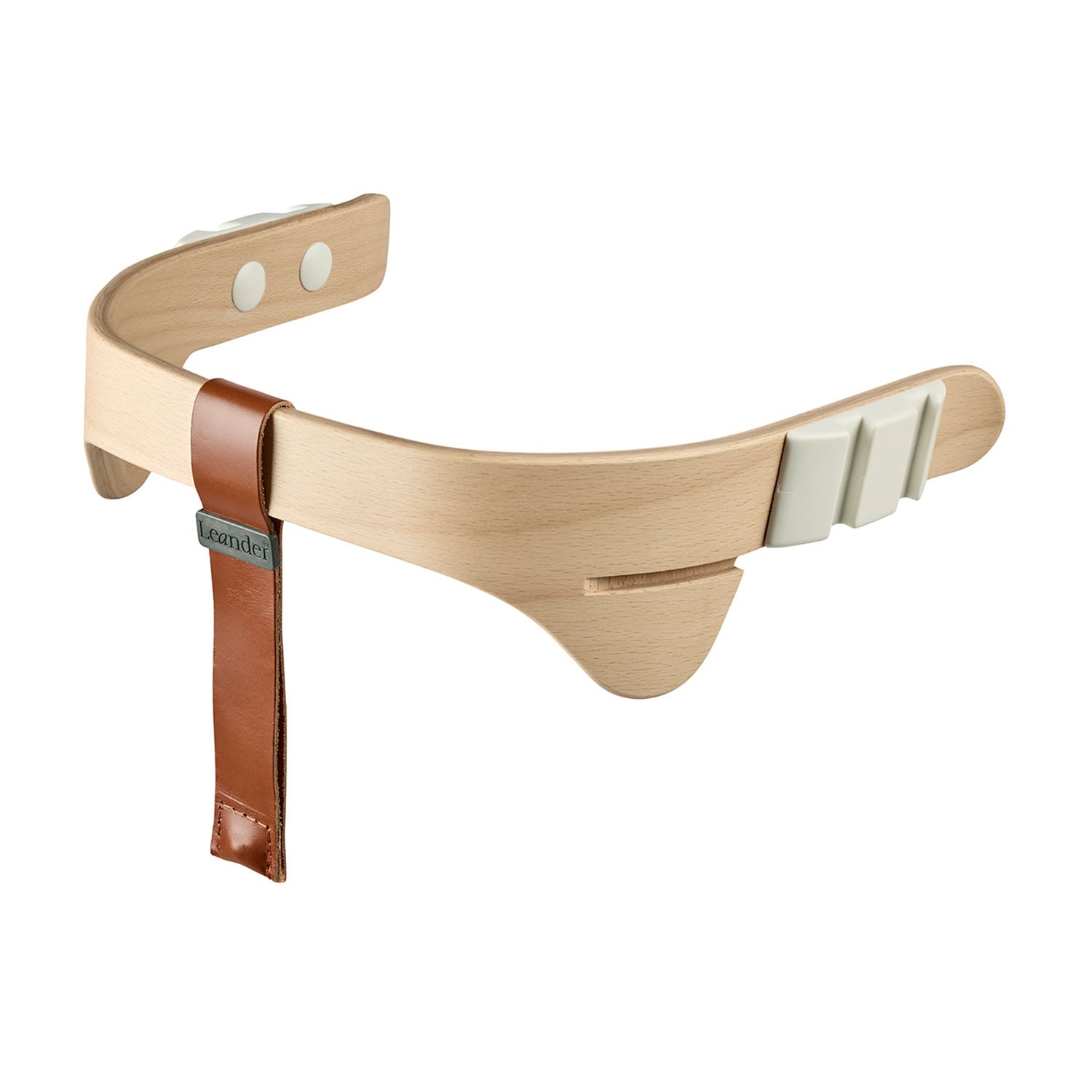 Safety bar for Leander highchair in beech natural colour.