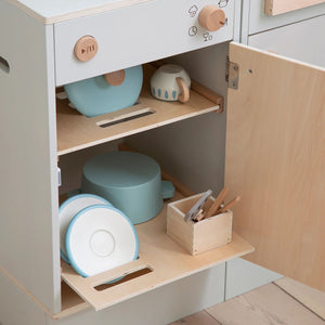 Open door showing spacious interior shelves.