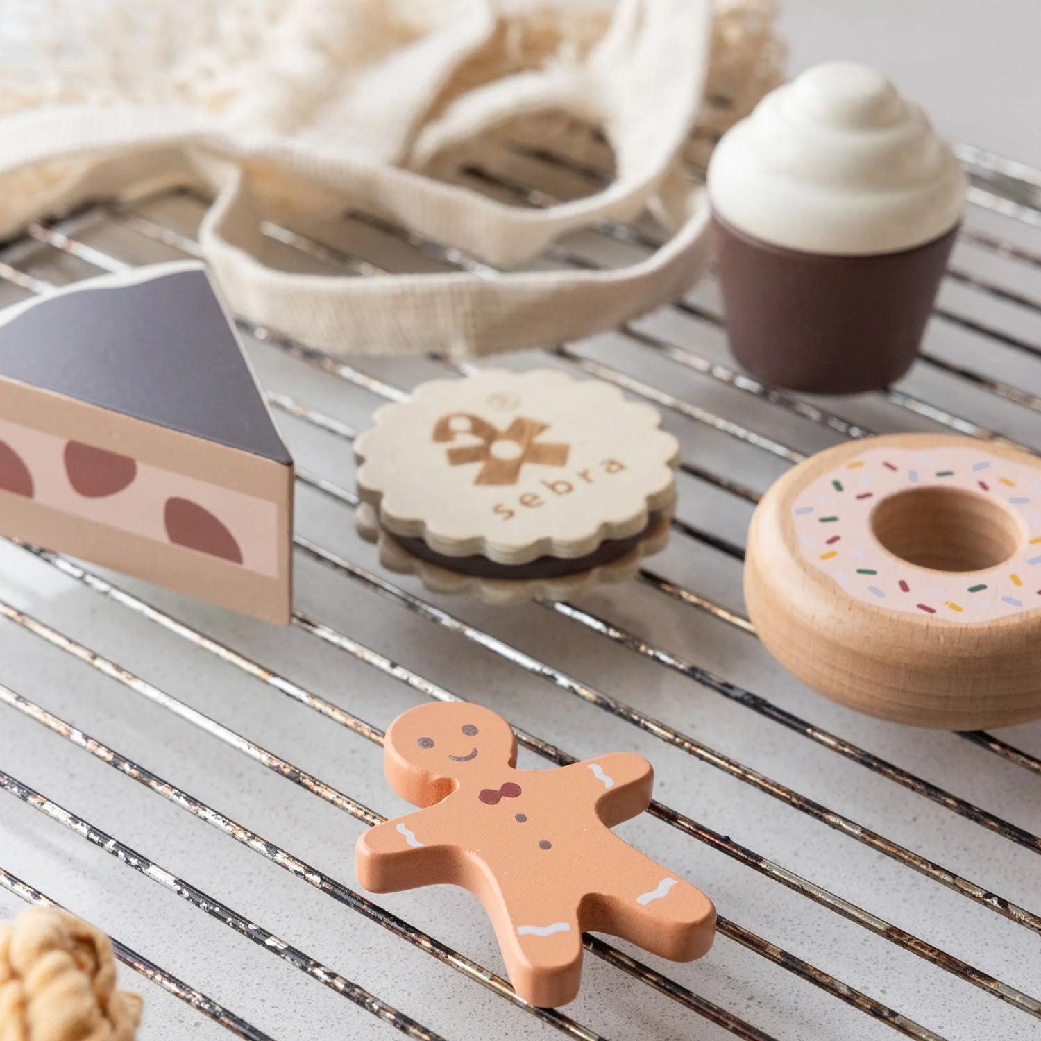Realistic wooden cakes and cookies toy for kids – fun pretend bakery play