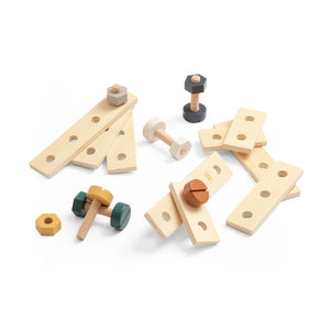 Sebra Wooden Construction Set in jetty grey, 21 pieces.