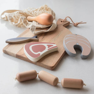 Sebra pretend play wooden food set – encourages creativity and role-play.