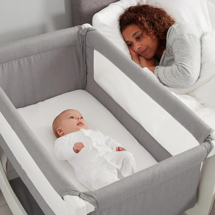 Bedside Crib Next to Me Beds Stone Grey Shnuggle