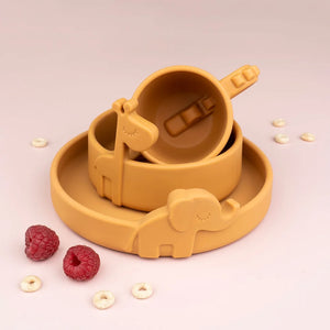 Plate Bowl and Cup Set Mustard Done by Deer