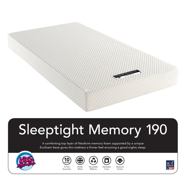 The Sleeptight Memory Foam Mattress offers pressure-relieving comfort for kids.