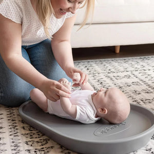 Squishy tummy time pad for infants young parents Shnuggle grey