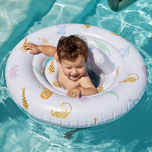 Toddler swim essentials swimming float with 4 air chambers for water stability.