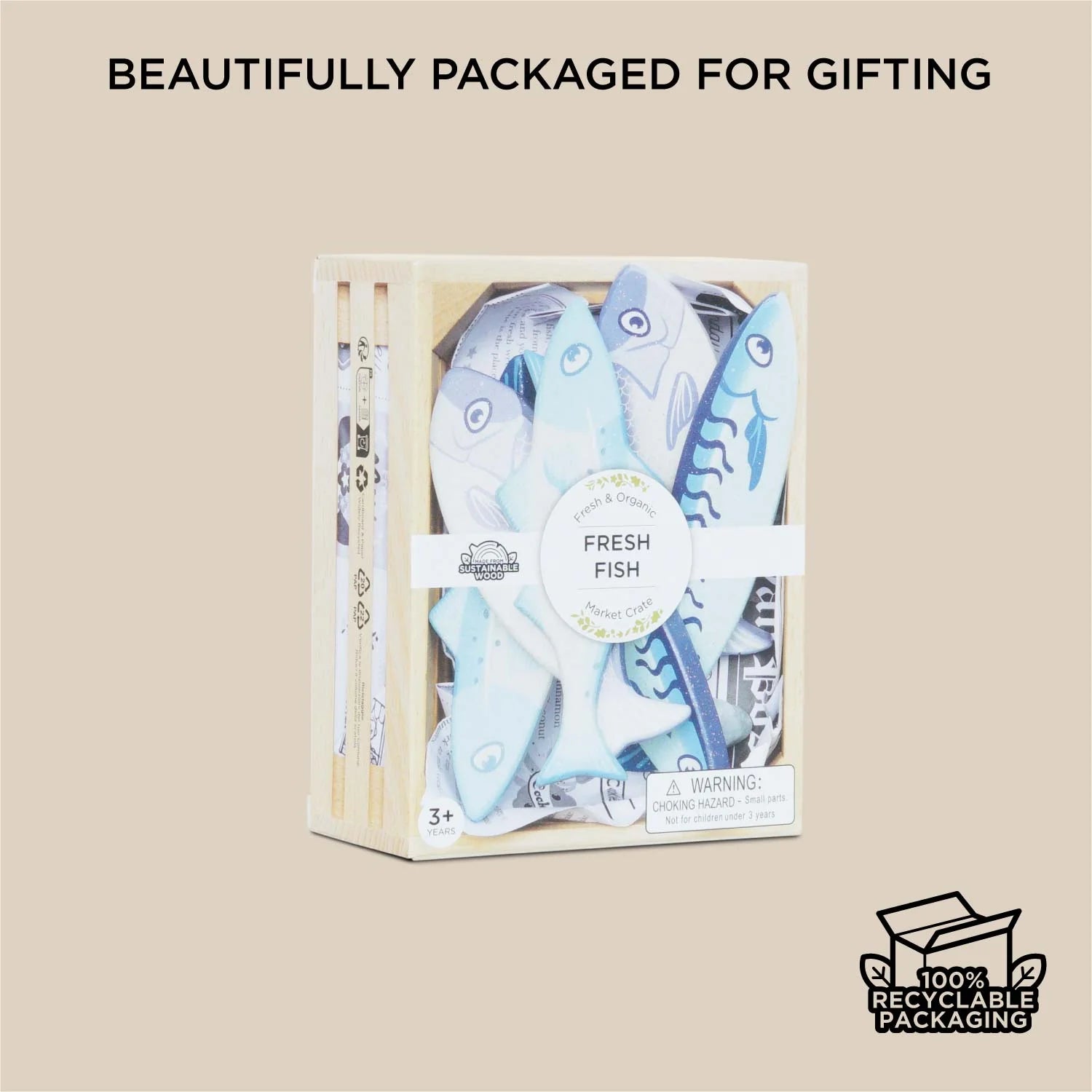 Le Toy Van Market Fish Wooden Play Food Crate