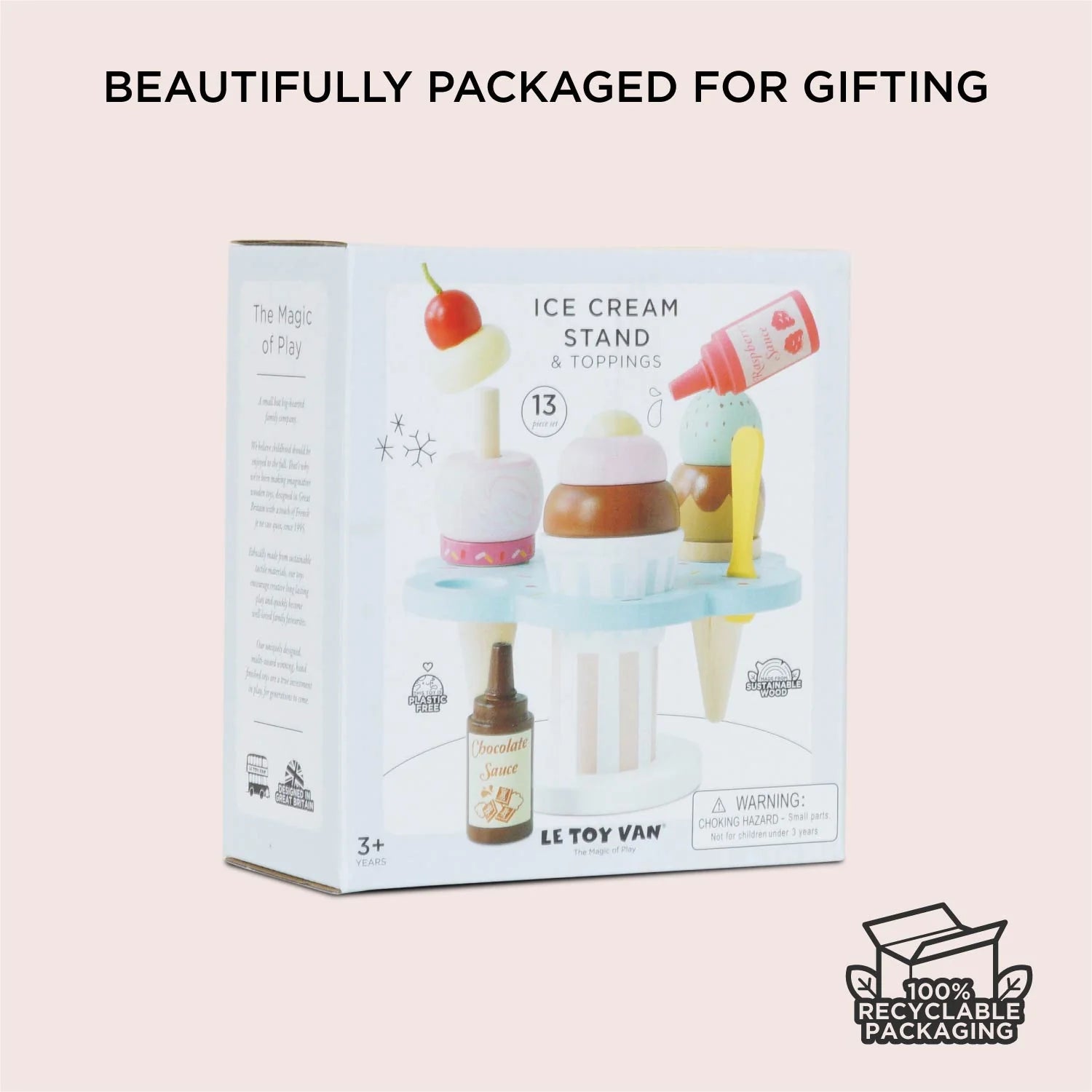 Wooden ice cream serving playset for kids