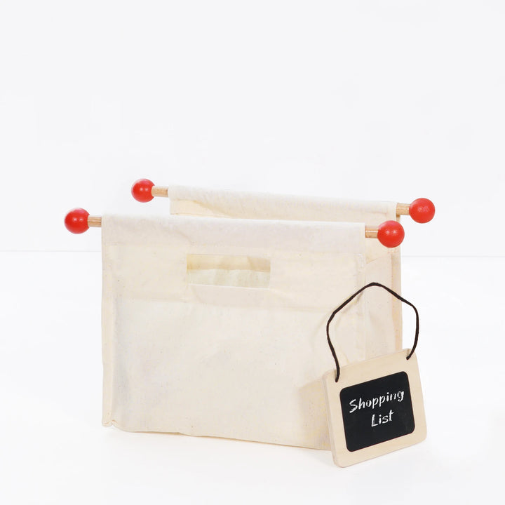 Wooden shopping cart with bag