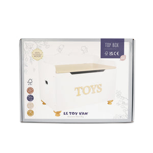 Le Toy Van toy box packaging with a white duck illustration on a white background