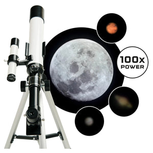 View of the Moon through a telescope lens