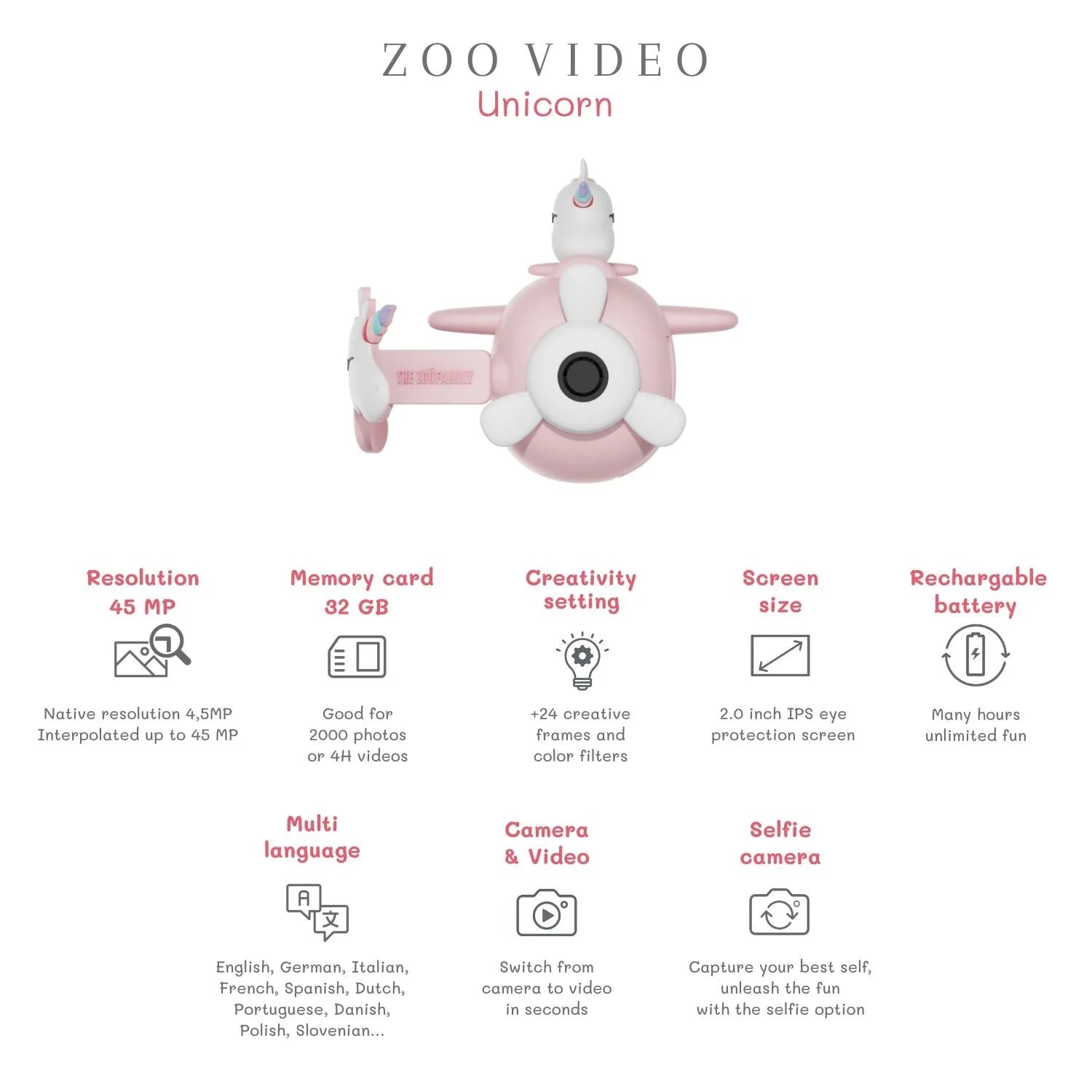 Features of zoo video camera - unicorn