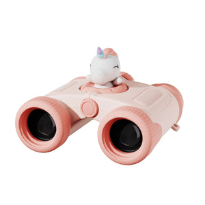 Zoo eyes unicorn binoculars close-up view.