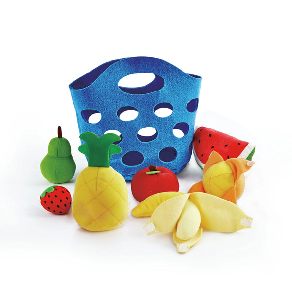 Hape Toddler Fruit Basket with soft, felt basket and fabric fruits