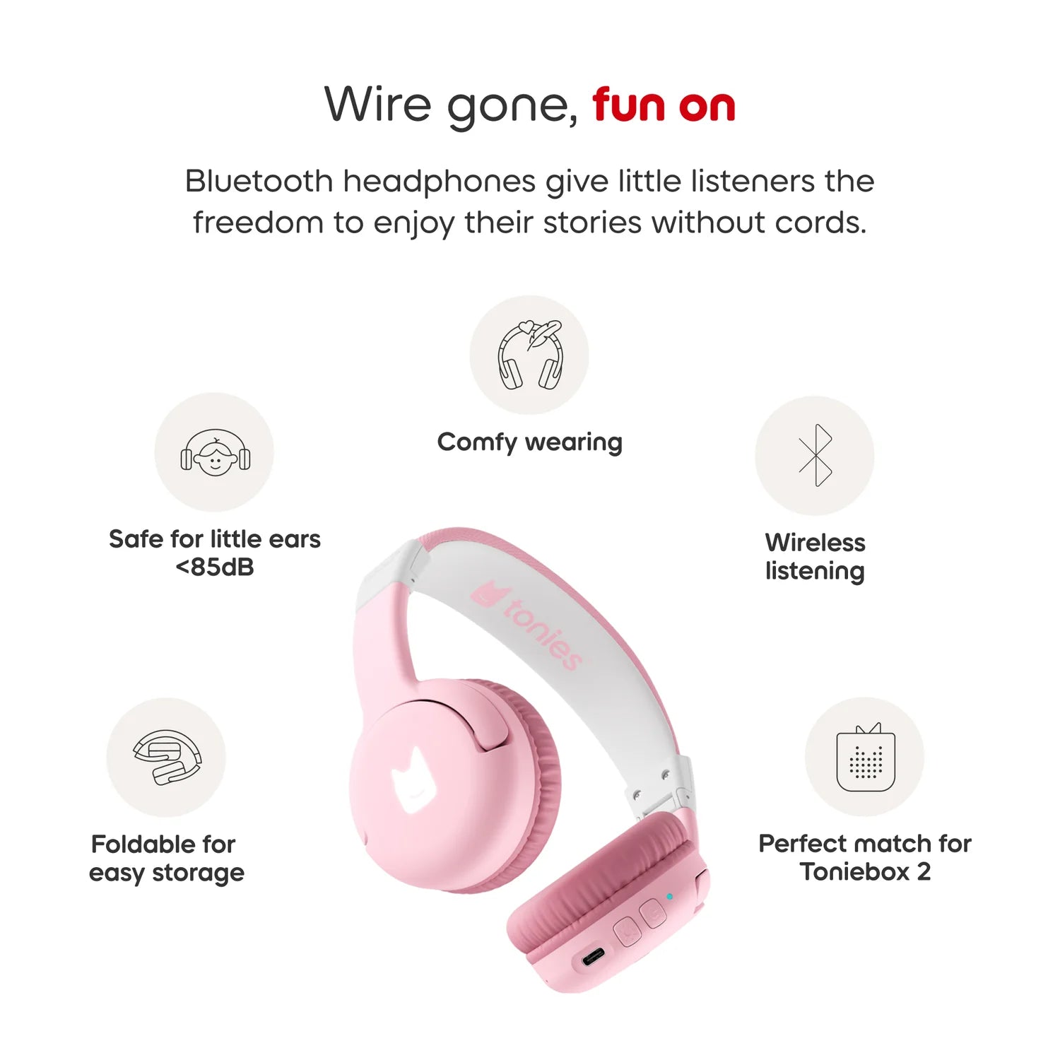 Featurs of Toniebox 2 bluetooth headphone.